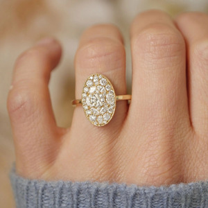 Bague en or 14 carats Art Déco de luxe avec diamants pour femmes - Product Image 2