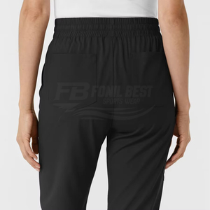 Blusa de Trabajo de Punto para Mujer, Manga Larga, Negra, Uniforme de Hospital, Diseño Personalizado, Servicio OEM - Product Image 6