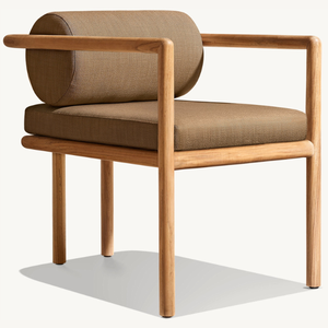 Sillón individual de madera de teca con un estilo moderno y sencillo, apto para uso en exteriores, equipado con cojines. - Product Image 5