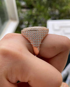 Iced Bust Hip Hop Style 925 Sterling <b>Silver</b> Rhodium Plated Moissanite <b>Pinky</b> <b>Ring</b> <b>for</b> <b>Men</b> Engagement & Anniversary Statement <b>Ring</b> - Product Image 2