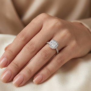 Premium Princess Cut Moissanite Engagement <b>Ring</b> Side <b>Stones</b> <b>Two</b> Tone Gold Pave Setting 925 Silver Luxury Wedding Anniversary - Product Image 1