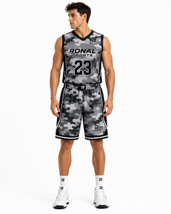 Ensemble maillot et short de basketball camouflage personnalisé OEM ODM, uniforme de basketball en polyester sublimé pour hommes, vêtements de sport pour entraînement d'équipe - Product Image 3