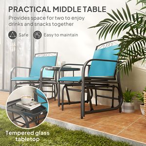 Dondolo da giardino a 2 posti con tavolino e telo traspirante per esterni - Blu - Product Image 4