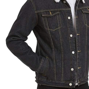Autumn Winter Men's <b>Cropped</b> <b>Denim</b> <b>Jacket</b> with Zipper Stand Collar Customized Logo-Solid Outerwear with OEM Service and Pockets - Product Image 6