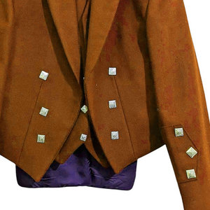 2026 Top Sell Scottish Men's Orange <b>Wool</b> Prince Charlie Kilt Jacket With <b>Vest</b> Wedding Jacket Oem Odm - Product Image 3
