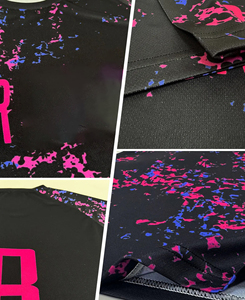 Camiseta de Fútbol Sublimada Personalizada para Hombre, Manga Larga, Negra, Rosa, Azul, Nombre del Equipo, Número, Absorbe la Humedad, Unisex, Ajuste Atlético para Adultos - Product Image 5