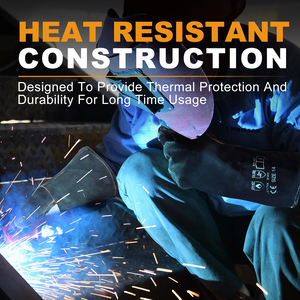 Guantes de Seguridad de Cuero para Trabajo, Guantes Protectores Largos Absorbentes de Sudor para Soldadura TIG y Soldadura Eléctrica - Product Image 5