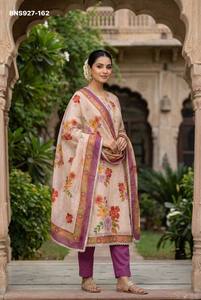 Última Colección de Kurti-Pant y Dupatta de Diseño Moderno en Algodón Lilan con Estampado Digital y Trabajo Manual, Proveedor Mundial - Product Image 5