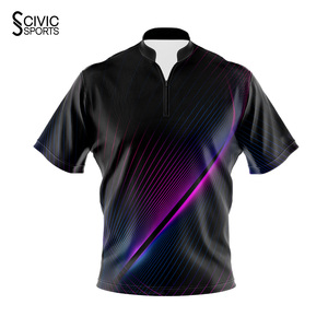 Custom <b>Dart</b> Jersey Cheap Sports Bowling Uniform Men's 100% Polyester USA Hot Sale Zipper Dartboard Shirts - Product Image 3