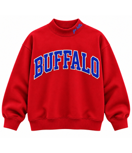Custom Women’s <b>Mock</b> Neck Sweatshirt Oversized 100% Cotton Fleece Applique Embroidered Pullover Wholesale - Product Image 1