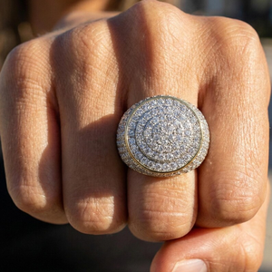 Moissanite Iced Out Signet <b>Ring</b> Luxury Silver Gold Round Statement <b>Ring</b> <b>Mens</b> Hip Hop Jewelry Sparkling Pave Fashion Gift <b>For</b> Him - Product Image 4