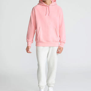 Sweat à capuche unisexe surdimensionné en tissu polaire tricoté, motif uni, avec poche, idéal pour l'hiver, sans cordon de serrage - Product Image 5