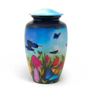 Urne funéraire pour cendres d'adultes LU, style américain, motif coucher de soleil sur la Savannah, capacité de 200 pouces cubes, commémorative, garantie 1 an, fabriquée en Uttar Pradesh - Product Image 1