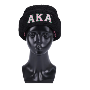 AKA Black Sherpa Beanie Hat Pink Embroidered Letter Warm <b>Winter</b> Knit <b>Cap</b> Soft Fleece Headwear Casual Fashion Hat for Men Women - Product Image 4