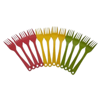 Ensemble de 12 fourchettes en plastique réutilisables, colorées, pour fruits et desserts, rouge, jaune, vert, pour fête, pique-nique, cuisine, salle à manger