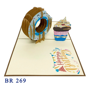 Lo Más Vendido: Decoración para el Hogar, Letras Felices de Papel para Regalo, Manualidades 3D Pop de Donut para Cumpleaños, Artesanía Hecha a Mano, Temática de Acción de Gracias, Hanoi Cara - Product Image 3