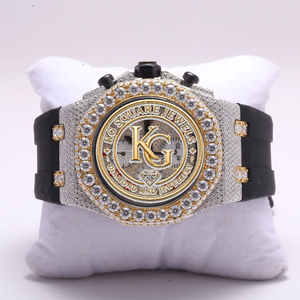 Reloj Mecánico KG Hip Hop para Hombre, 40 mm, Cronógrafo, Bisel con Diamantes, Esfera Analógica, Correa de Goma Negra, Lujoso - Product Image 5
