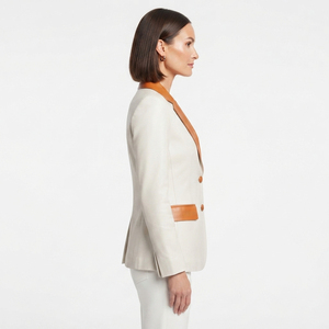 Women's Fashion Business Wear <b>Blazer</b> <b>Jacket</b> Ladies Singlet Button <b>Leather</b> <b>Blazer</b> Coat Women's Premium <b>Leather</b> Coat - Product Image 3