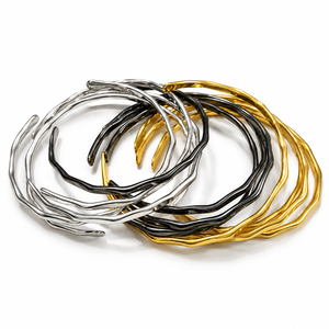 Brazalete de latón dorado antiguo con patrón tribal grabado, brazalete abierto, joyería al por mayor, fabricante y proveedor - Product Image 6
