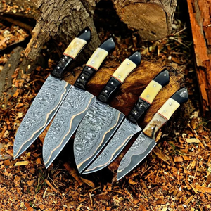 Juego de Cuchillos de Cocina Premium de 5 Piezas con Patrón Damasco, Cuchillos de Chef Profesionales Hechos a Mano, Mango Personalizado, Venta al por Mayor - Product Image 1