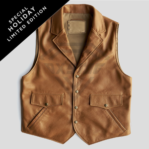 Gilet en cuir véritable marron de qualité supérieure pour homme - Gilet de style western classique avec boutons-pression, prix abordable, gilet en cuir personnalisé OEM - Product Image 6