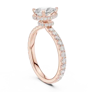 Anillo de diamante de talla pera de 1.5 quilates cultivado en laboratorio, oro macizo de 18 quilates con halo oculto, regalo unisex para fiesta nupcial - Product Image 6