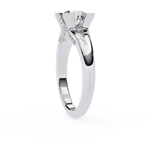 Anillo de Compromiso con Diamante Cultivado en Laboratorio, Corte Brillante Redondo de 1 Quilate, Oro Sólido de 18K, Certificado IGI, VVS E-F, Corte Catedral, Pavé, Solitario - Product Image 4