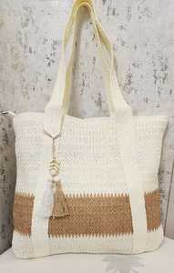 Two Tone Woven Straw Tote <b>Bag</b> Large Capacity Shoulder Handbag Zipper Beach Travel Shopping <b>Bag</b> for Women - Product Image 2