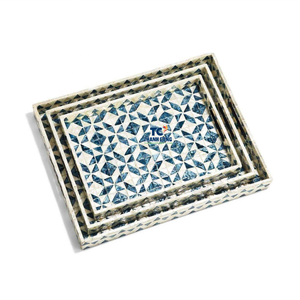 Bandeja de nácar artesanal decorativa con incrustaciones de perlas de fábrica OEM para compradores de importación - Product Image 1