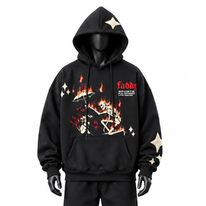 Custom Heavyweight Graphic Pullover Hoodie Streetwear Oversized Cotton <b>Fleece</b> Hoody Unisex Wholesale - Product Image 1
