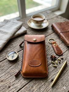 Funda Larga para Teléfono Móvil, Hecha a Mano con Cuero Genuino de Primera Calidad, con Botón, Ecológica, Multifuncional, con Ranuras para Tarjetas y Efectivo - Product Image 3