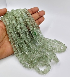 Perles de baril à facettes en améthyste verte naturelle, qualité AAA, perles en vrac pour la fabrication de bijoux, centre de vente en gros, percées - Product Image 1