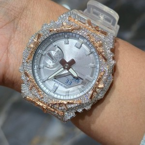 Reloj de Cuarzo con Moissanita, Tono Oro Rosa, Correa de Acero Inoxidable, Analógico, para Hombre - Product Image 6