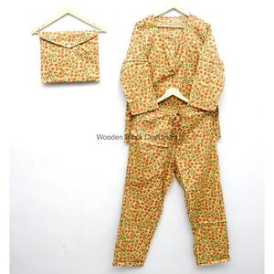 Conjunto de Pijama de 3 Piezas para Mujer, Estampado Elegante, Manga Larga, Cuello Redondo, Tejido Suave, 100% Algodón, Ropa de Dormir, Regalo - Product Image 3