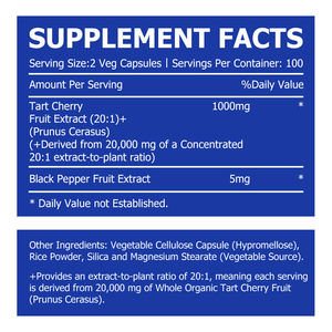 Complément de soutien articulaire et musculaire à marque privée, extrait de cerise aigre bio 20000mg, formule à absorption élevée en capsules - Product Image 6