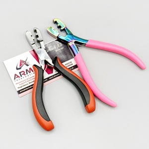 Pinzas Profesionales de Punta Plana Pre-Adheridas, de Acero Inoxidable de Grado Quirúrgico, Herramienta para Estilizar Cabello con Extensiones de Queratina - Product Image 1