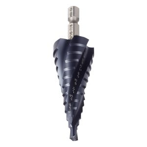 Punta da trapano a gradini in acciaio HSS cobalto da 3/16 e 7/8 pollici, con codolo esagonale da 1/4 di pollice, rivestimento TiAlN, a quattro spirali, multiuso - Product Image 1