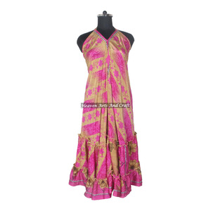 Collection Été 2026 : Robe de Soirée Élégante en Soie Indienne pour Femme, Style Vintage, Longue et Sans Manches – Prix de Gros - Product Image 3