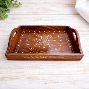 Bone Inlay Tray – Wooden Serving Tray handmade wooden serving tray wooden utility tray - Product Image 6