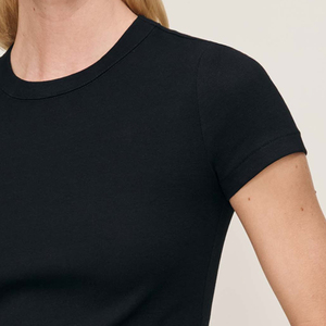 Fashionable And Trendy Design Women Tee Shirt With Slim Fit Design For Comfort And Relaxed Fit With Custom Logo Designing Solid - Product Image 4