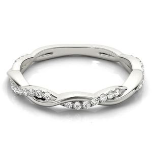 Anillo de Boda Trenzado con Moissanita de Corte Redondo, Plata de Ley 925, Anillo Apilable para Novia, Regalo de Aniversario o Promesa para Ella - Product Image 4
