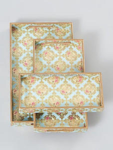 Bandeja de Servir Cuadrada de Madera Moderna y Lujosa con Diseño Floral, Hecha a Mano en India para Diwali - Product Image 4