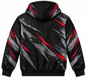 Men's Black <b>Zip</b> <b>Up</b> <b>Hoodie</b> Red Gray <b>Graphic</b> Print Sublimation Hip Hop Hooded Sweatshirt - Product Image 2