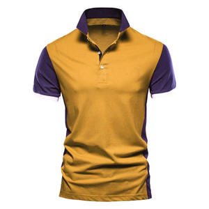 Chemises de luxe pour hommes respirantes 100 % coton avec logo de marque de golf brodé, design rayé décontracté, tissu tricoté à manches courtes - Product Image 2