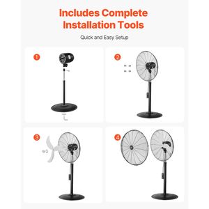Ventilatore Industriale a Piantana da 24 Pollici con Oscillazione a 85 Gradi, Alta Potenza, 3 Velocità Regolabili, Montaggio a Pavimento, Spina AU - Product Image 6