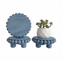 Présentoir Rond en Bois Personnalisé avec Logo, Plateau sur Pied à Bord Perlé pour Plantes, Bougies, Décoration de Comptoir de Cuisine – Vente en Gros