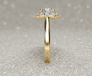 Anillo de Compromiso Vintage con Halo de Diamantes Redondos Creados en Laboratorio, Anillo de Oro con Piedras Laterales Baguette, Fabricante de Joyería OEM ODM - Product Image 2