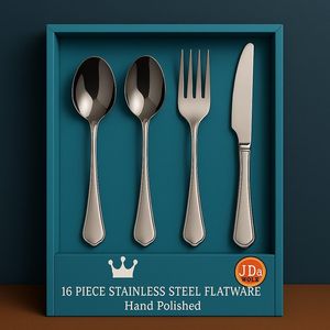 Set di posate di lusso in acciaio inossidabile da 16 pezzi, servizio di posate premium per la tavola, 4 forchette e coltelli per la casa - Product Image 1