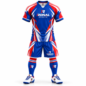 Conjunto de Uniforme de Fútbol para Hombre Adulto, Transpirable, de Secado Rápido, Ligero, Personalizable, Tela de Poliéster de Alta Calidad, Nombre del Equipo Personalizado - Product Image 1