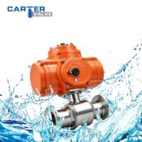 Vanne à boisseau sphérique électrique sanitaire SS304 SS316L à raccord Tri-Clamp, à bride, à passage plein, qualité alimentaire, marche/arrêt, modulante, IP67, siège PTFE, OEM, CIP, FDA, SS